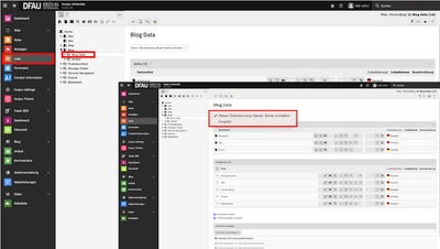 Screenshot zum Übersetzen von Blog-Seiten in TYPO3