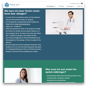 Website template for the medical field