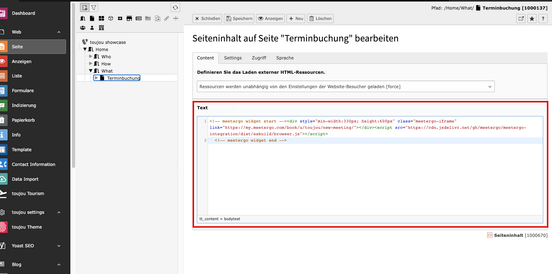 Meetergo HTML-Code einbinden