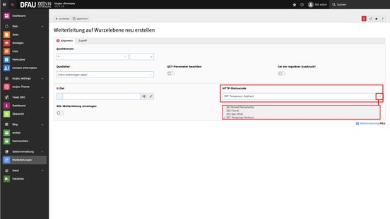 Redirects in TYPO3-Backend manuell setzen