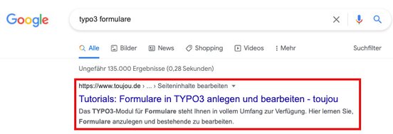 So sieht ein Google Snippet aus