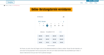 Meetergo Onlinetermin Beispielansicht auf Website