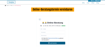 Meetergo Onlinetermin Beispielansicht auf Website