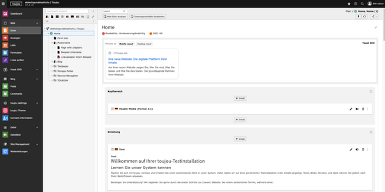 Screenshot TYPO3 V12 neues Backend-Design